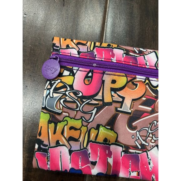 Ipsy Graffiti Print Makeup Bag With Purple Zipper Multicolor Lightweight Artsy - Picture 3 of 8